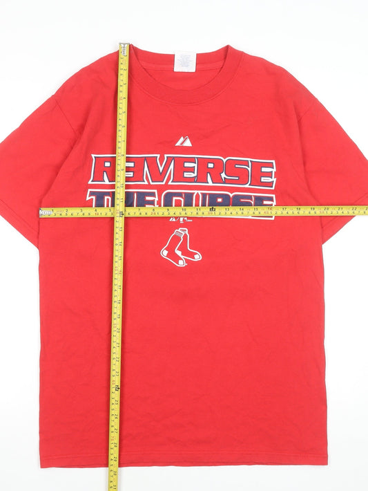 Majestic Men's Red 'Reverse The Curse' Boston T-Shirt Size M
