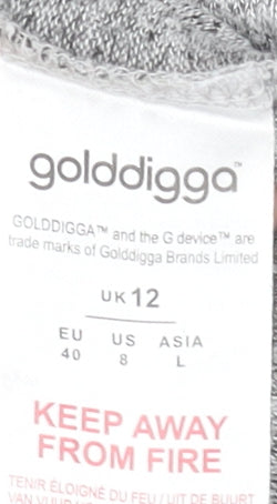 Golddigga Women’s Grey Long Sleeve Basic Jersey Top Size 12