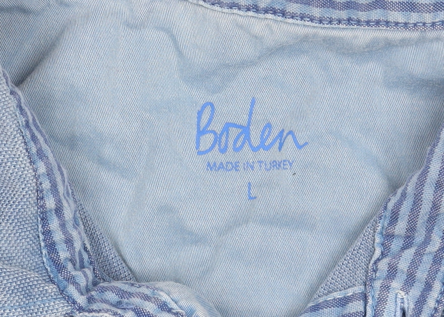 Boden Men's Blue Cotton Short Sleeve Polo Shirt Size L