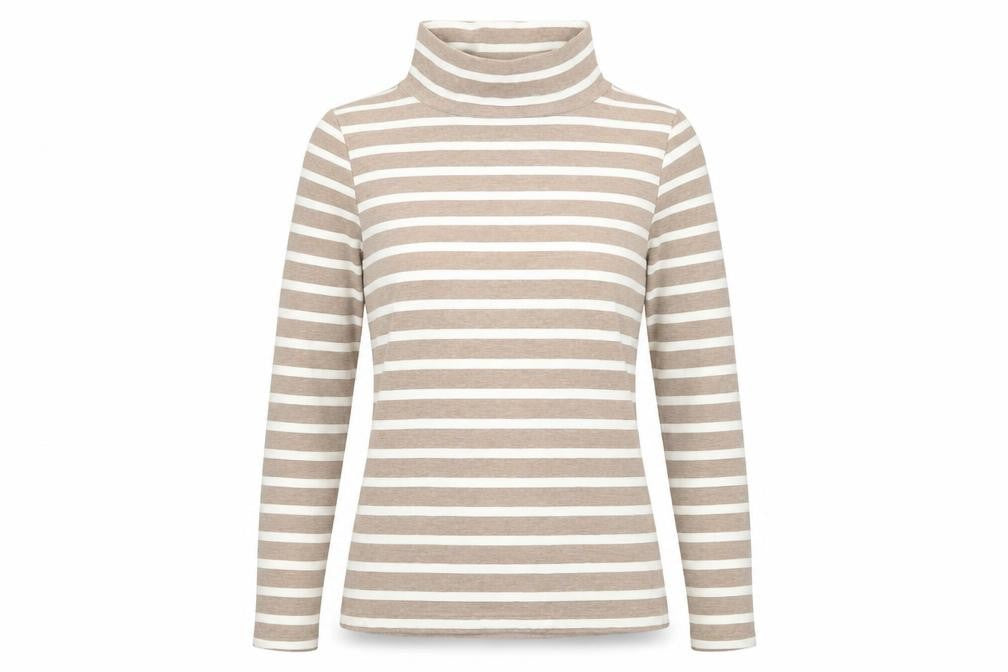 Womens UK Size S Lands' End Beige Basic T-Shirt