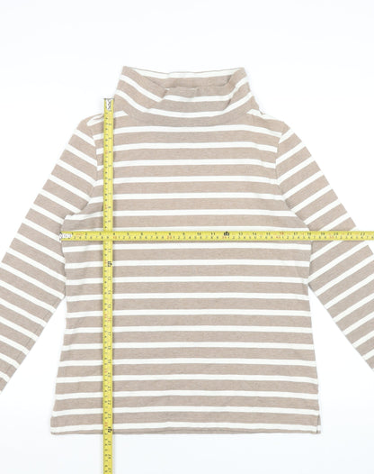 Lands' End Women's Beige Striped Roll Neck Long Sleeve Top Size S