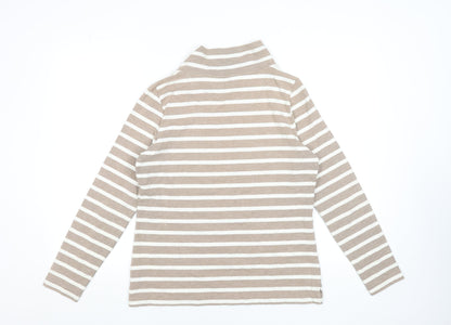 Lands' End Women's Beige Striped Roll Neck Long Sleeve Top Size S