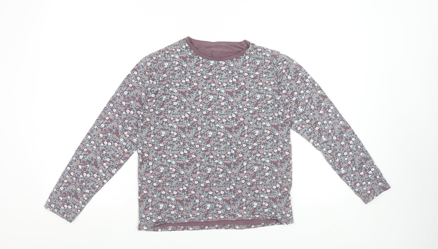 Name It Girls Purple Floral Long Sleeve Organic Cotton T-Shirt 11-12 Years