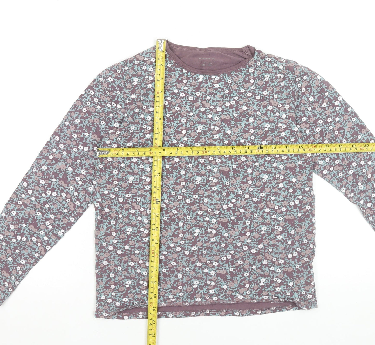Name It Girls Purple Floral Long Sleeve Organic Cotton T-Shirt 11-12 Years