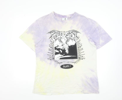 Collusion Men's Multicoloured Graphic Tie-Dye T-Shirt M Cotton