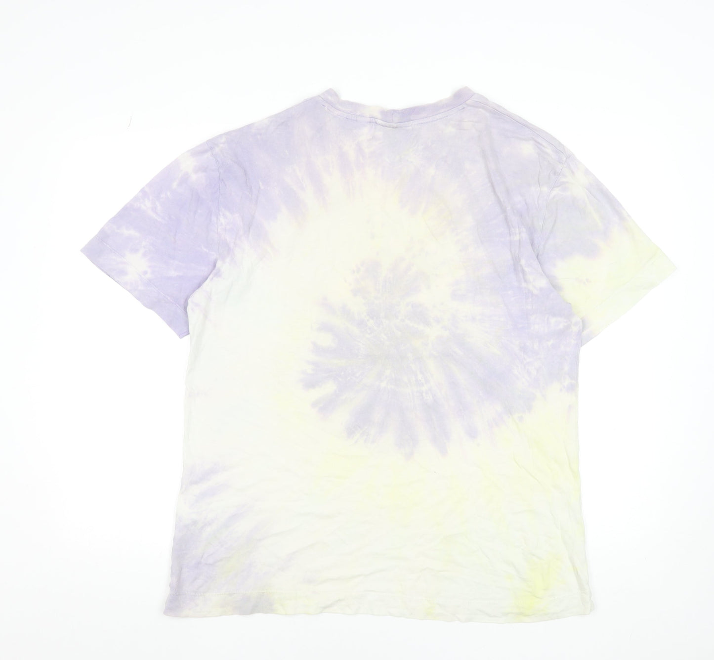 Collusion Men's Multicoloured Graphic Tie-Dye T-Shirt M Cotton