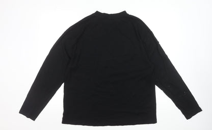 Collusion Men's Black Long Sleeve Mock Neck Cotton T-Shirt Size M