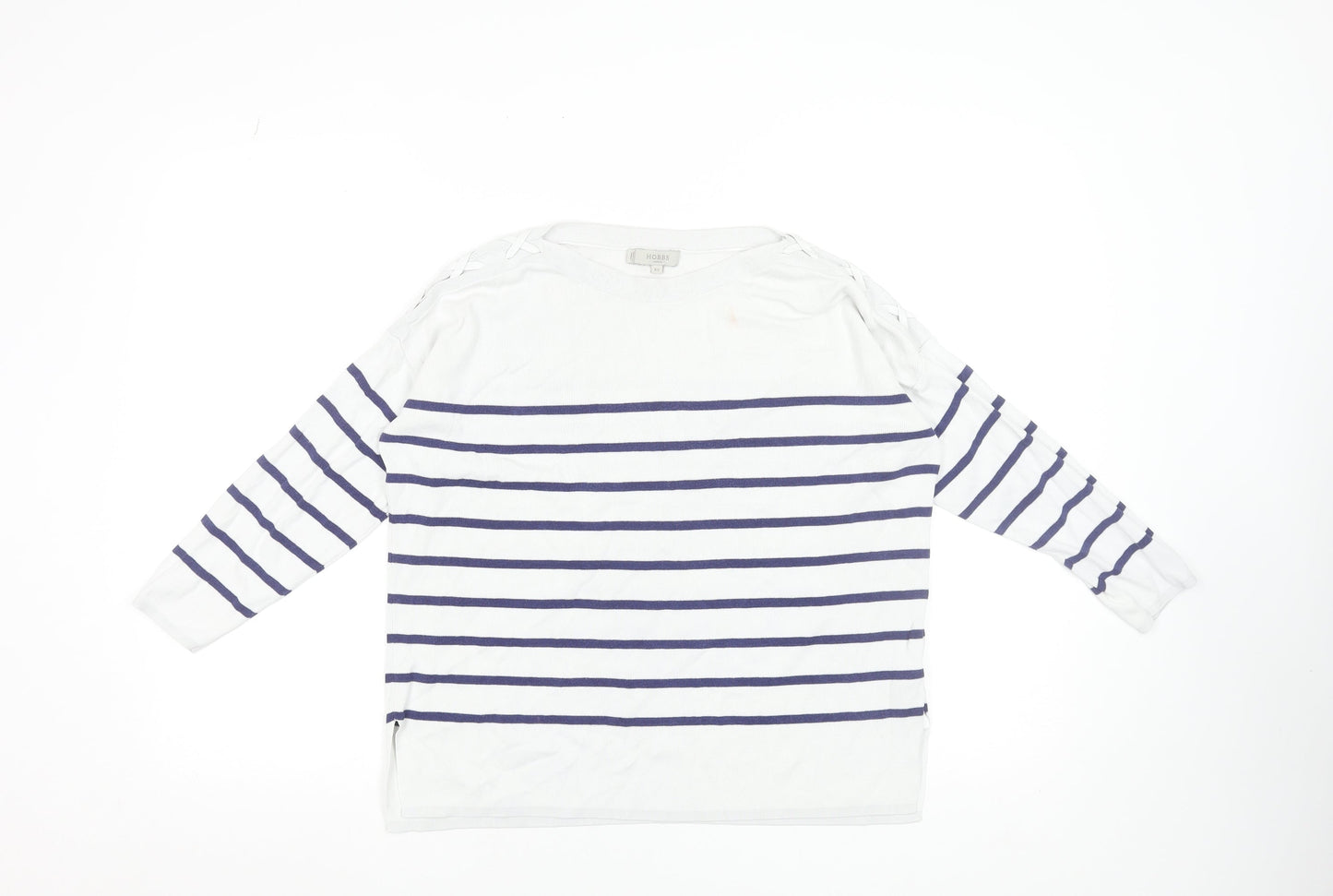 Hobbs Women’s White Navy Striped Cotton Jumper XS