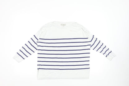 Hobbs Women’s White Navy Striped Cotton Jumper XS
