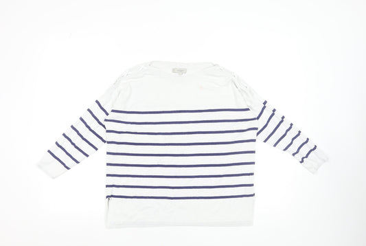 Hobbs Women’s White Navy Striped Cotton Jumper XS