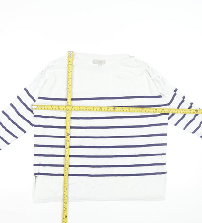 Hobbs Women’s White Navy Striped Cotton Jumper XS