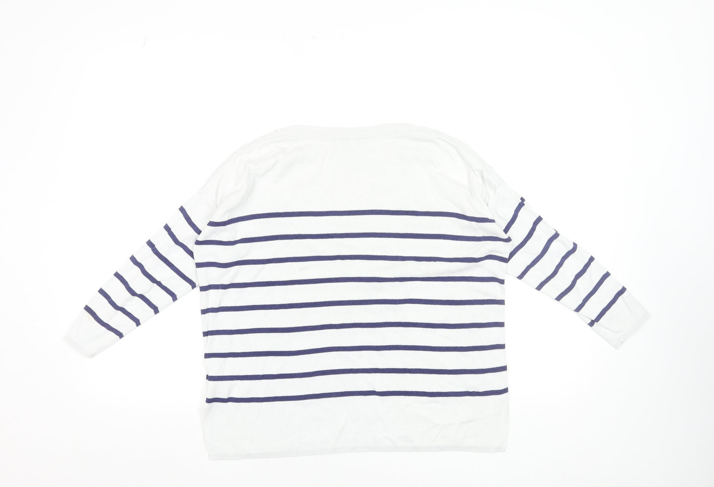 Hobbs Women’s White Navy Striped Cotton Jumper XS