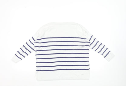 Hobbs Women’s White Navy Striped Cotton Jumper XS