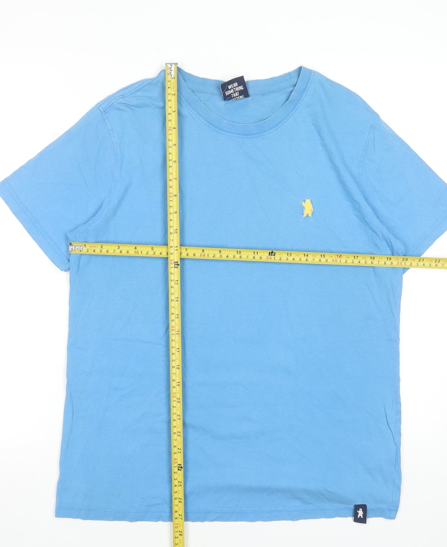 Absolutely Bear Men's Blue Organic Cotton Crew Neck T-Shirt M