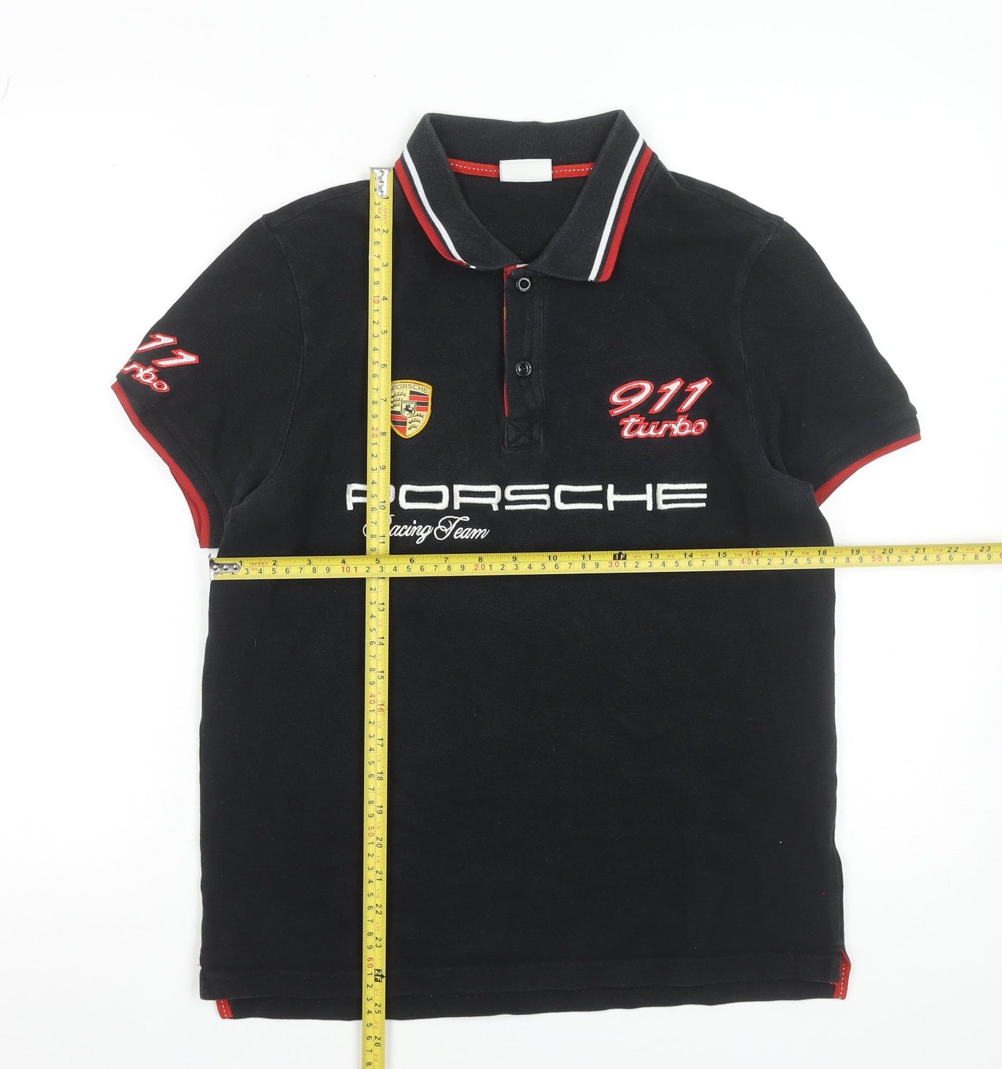 Porsche Driver’s Selection Men's Black Polo Shirt Size M Racing Team Embroidered 911 Turbo