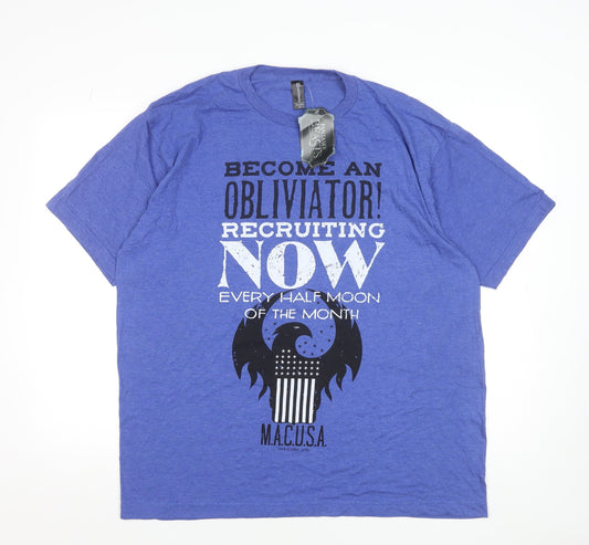 Lootcrate Men’s Blue Fantastic Beasts M.A.C.U.S.A. Graphic T-Shirt XL