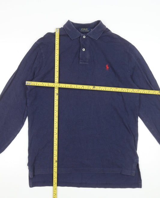 Ralph Lauren Men's Blue Long Sleeve Cotton Polo Shirt M