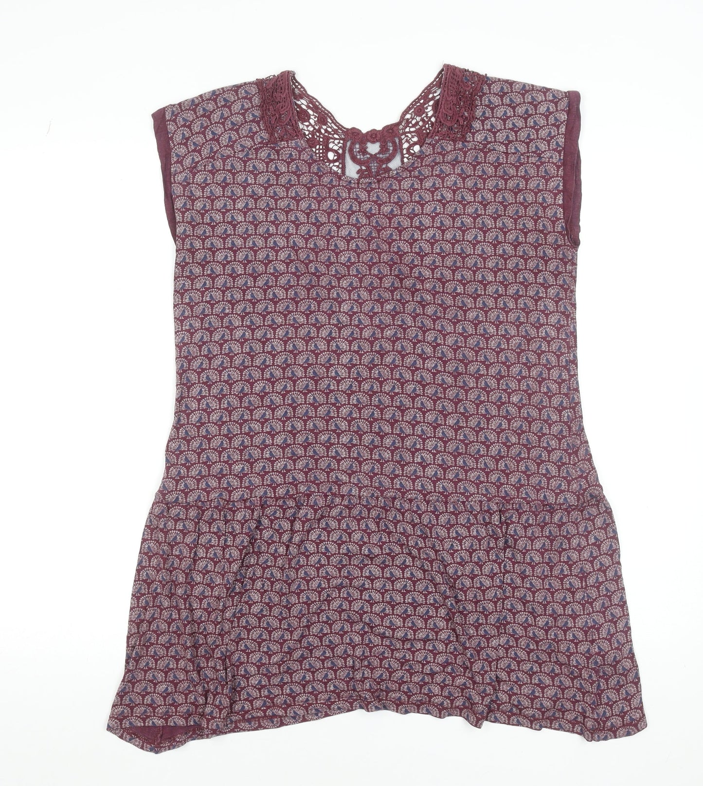 Marks and Spencer Women’s Purple Viscose Crochet Trim Shift Dress Size 14