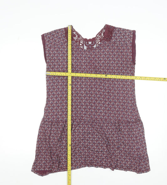 Marks and Spencer Women’s Purple Viscose Crochet Trim Shift Dress Size 14