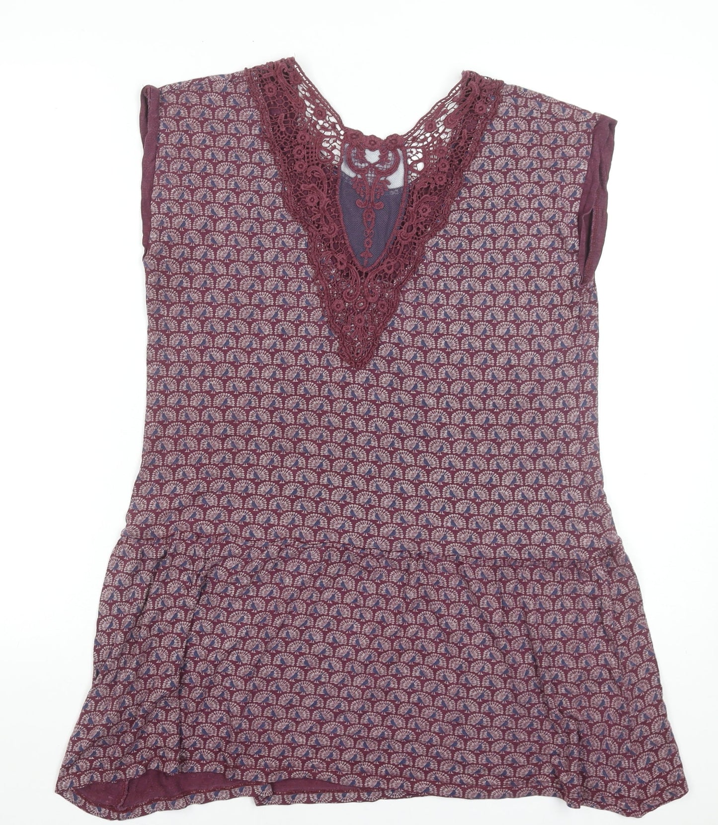 Marks and Spencer Women’s Purple Viscose Crochet Trim Shift Dress Size 14