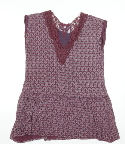 Marks and Spencer Women’s Purple Viscose Crochet Trim Shift Dress Size 14