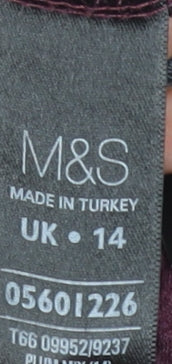 Marks and Spencer Women’s Purple Viscose Crochet Trim Shift Dress Size 14