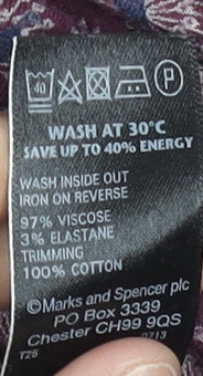 Marks and Spencer Women’s Purple Viscose Crochet Trim Shift Dress Size 14