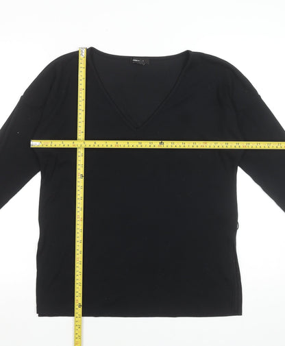 Karen Millen Women's Black V-Neck Long Sleeve Jersey Top Size 2