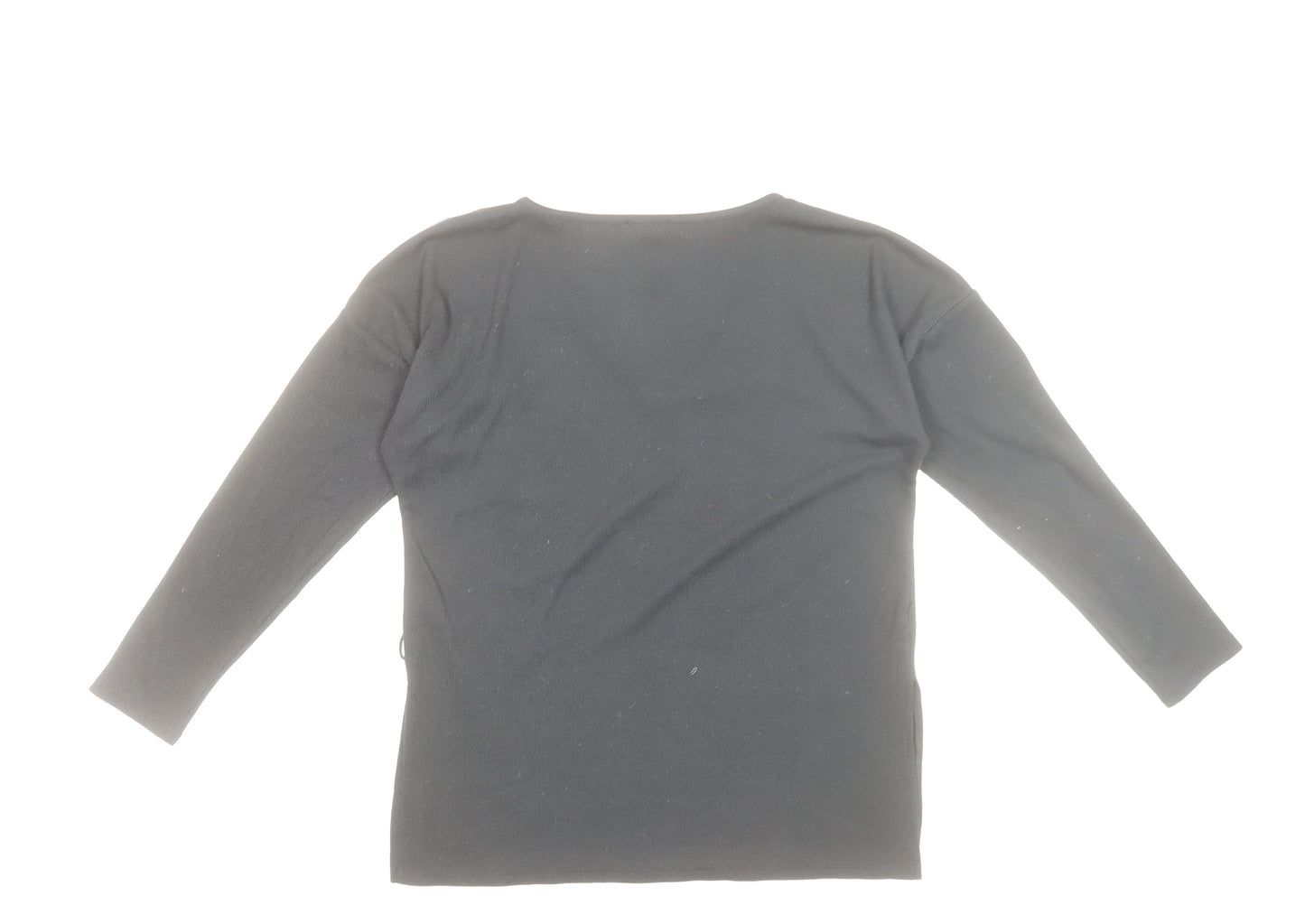 Karen Millen Women's Black V-Neck Long Sleeve Jersey Top Size 2