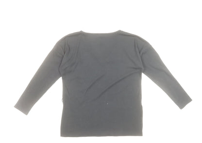 Karen Millen Women's Black V-Neck Long Sleeve Jersey Top Size 2