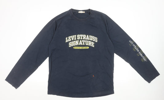Levi Strauss Signature Men's Navy Long Sleeve T-Shirt L Cotton Casual