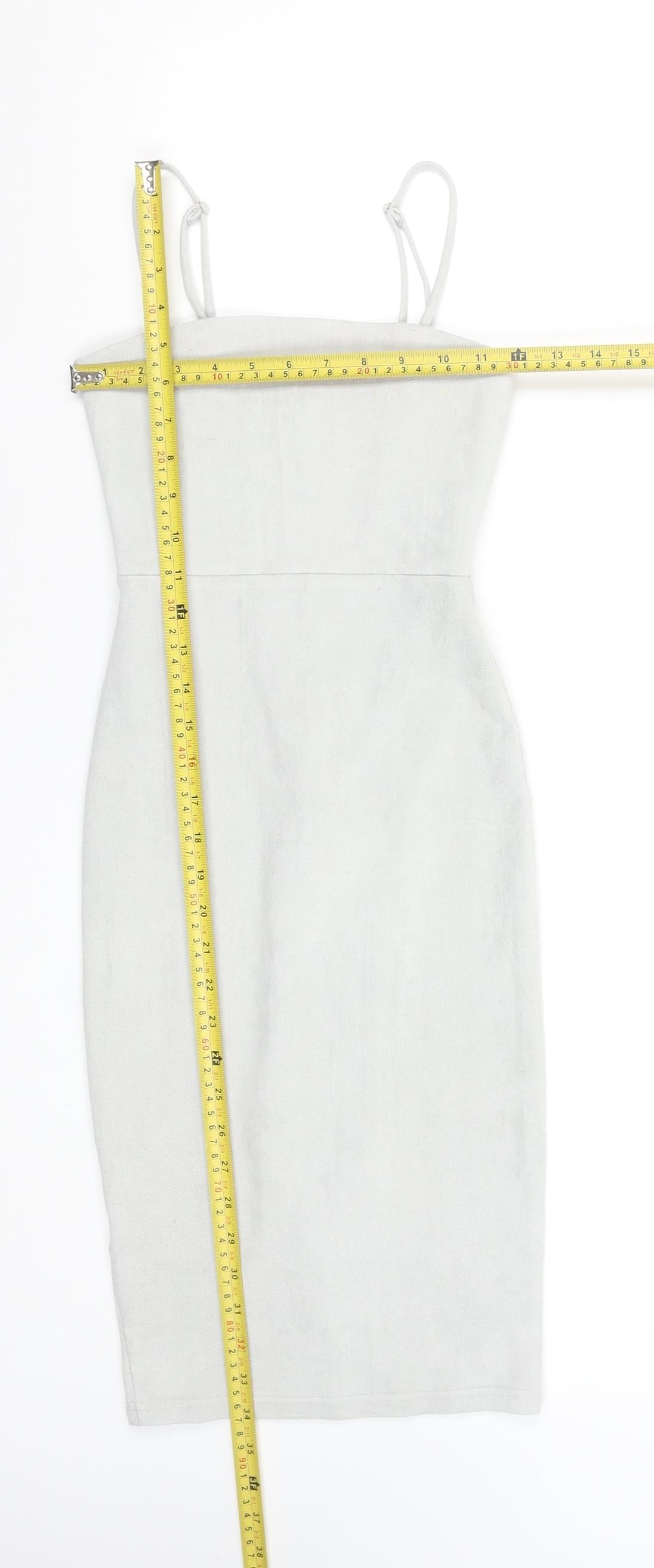 Oh Polly Women Grey Bodycon Strapless Velour Dress Size 6