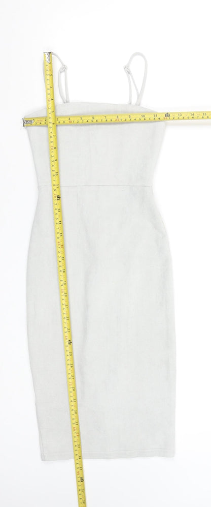 Oh Polly Women Grey Bodycon Strapless Velour Dress Size 6