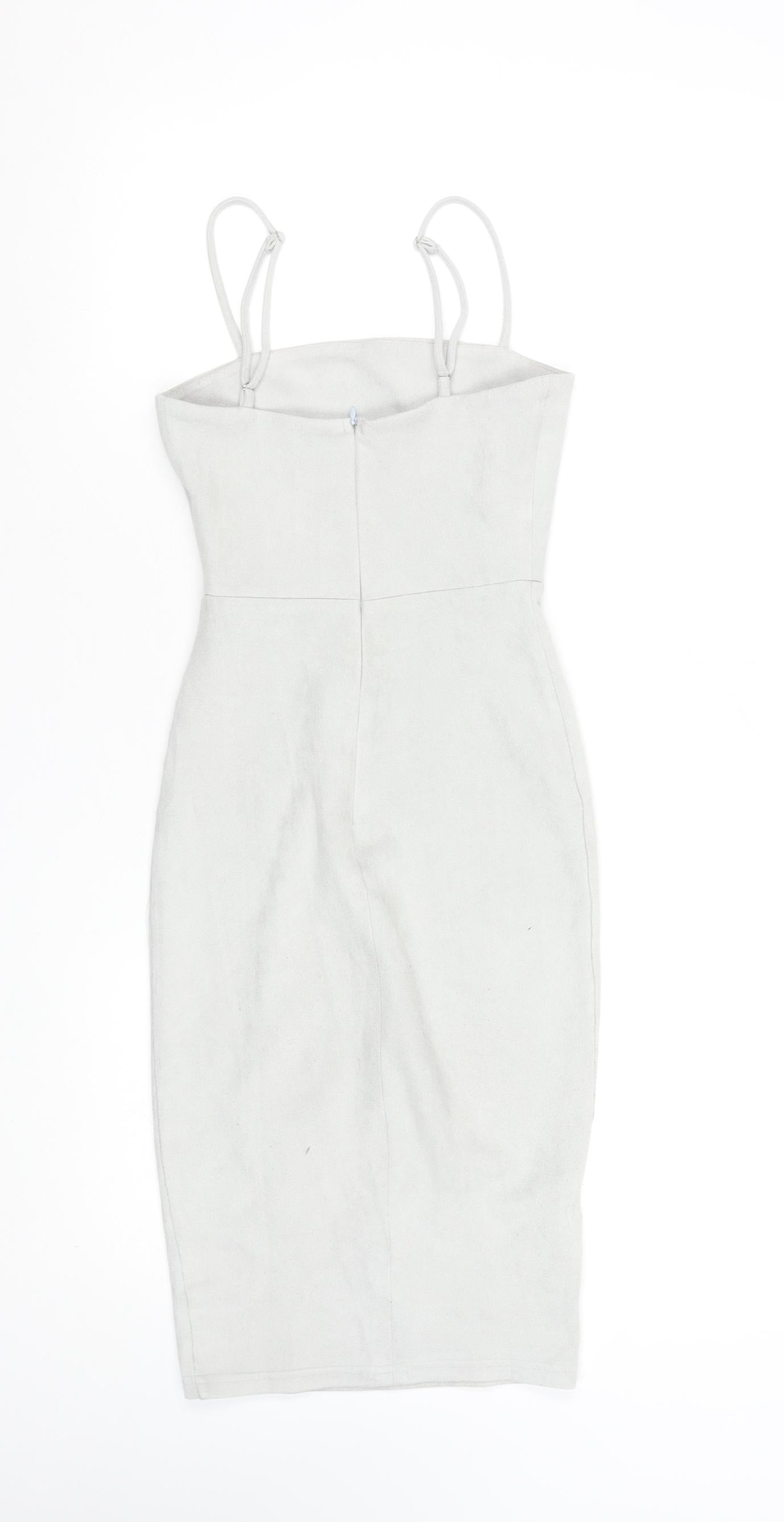 Oh Polly Women Grey Bodycon Strapless Velour Dress Size 6