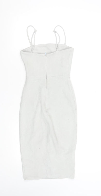 Oh Polly Women Grey Bodycon Strapless Velour Dress Size 6