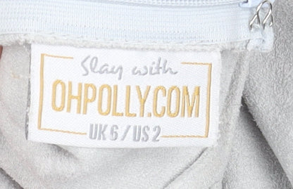 Oh Polly Women Grey Bodycon Strapless Velour Dress Size 6