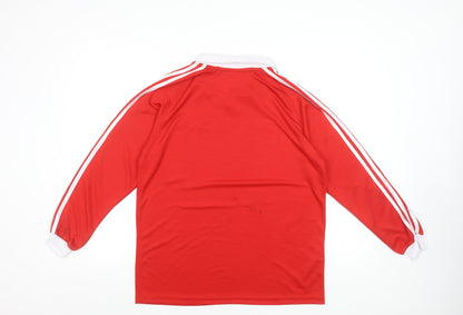 Adidas Womens Red Long Sleeve Polo Activewear Top Size 12