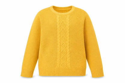 Diesel Women's Yellow Cable-Knit Cotton Blend Pullover Jumper L