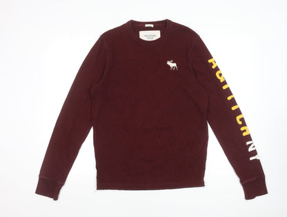 Abercrombie & Fitch Men's Burgundy Long Sleeve Crew Neck T-Shirt Size M