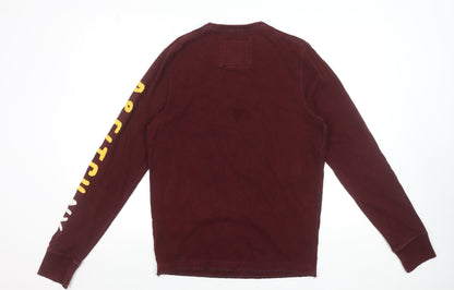 Abercrombie & Fitch Men's Burgundy Long Sleeve Crew Neck T-Shirt Size M