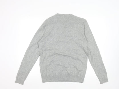 Jack & Jones Men's Grey Cotton Pullover Jumper M Crew Neck Casual