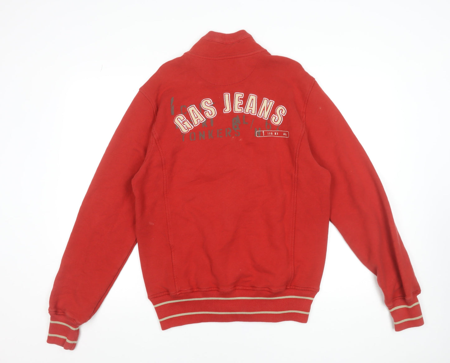 Mens UK Size M GAS Red Full Zip Sweatshirt