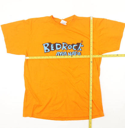 JHK Men's Orange Bedrock Ayia Napa Graphic Cotton T-Shirt M