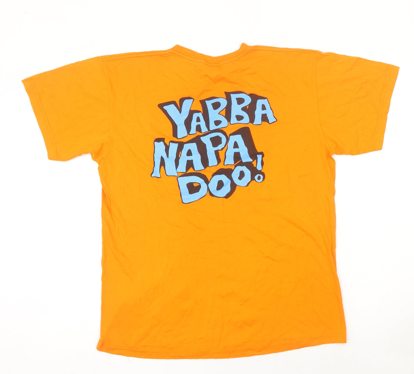 JHK Men's Orange Bedrock Ayia Napa Graphic Cotton T-Shirt M