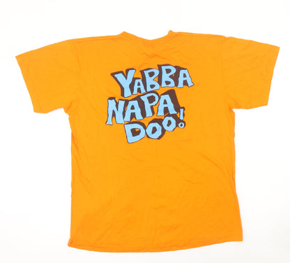 JHK Men's Orange Bedrock Ayia Napa Graphic Cotton T-Shirt M