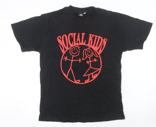 Kids Don't Kry Men's Black Social Kids Graphic Print Cotton T-Shirt M