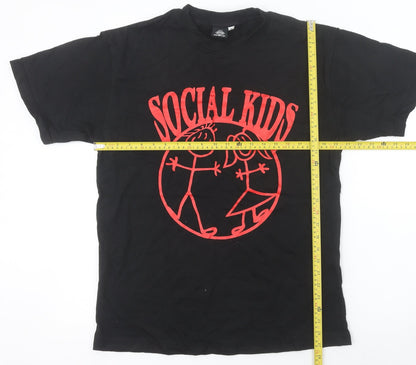 Kids Don't Kry Men's Black Social Kids Graphic Print Cotton T-Shirt M