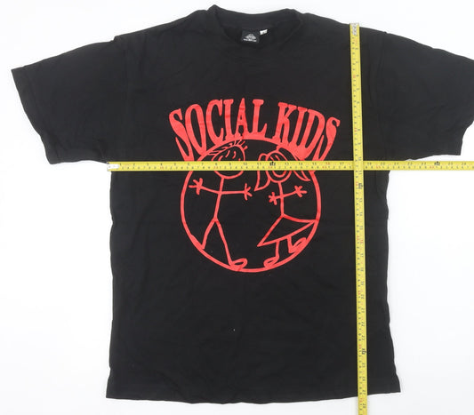 Kids Don't Kry Men's Black Social Kids Graphic Print Cotton T-Shirt M