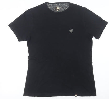 Pretty Green Men's Black Cotton Crew Neck Short Sleeve T-Shirt Size S