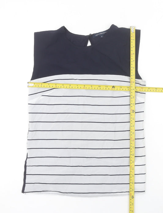 French Connection Women's Blue Striped Sleeveless Blouse Size S